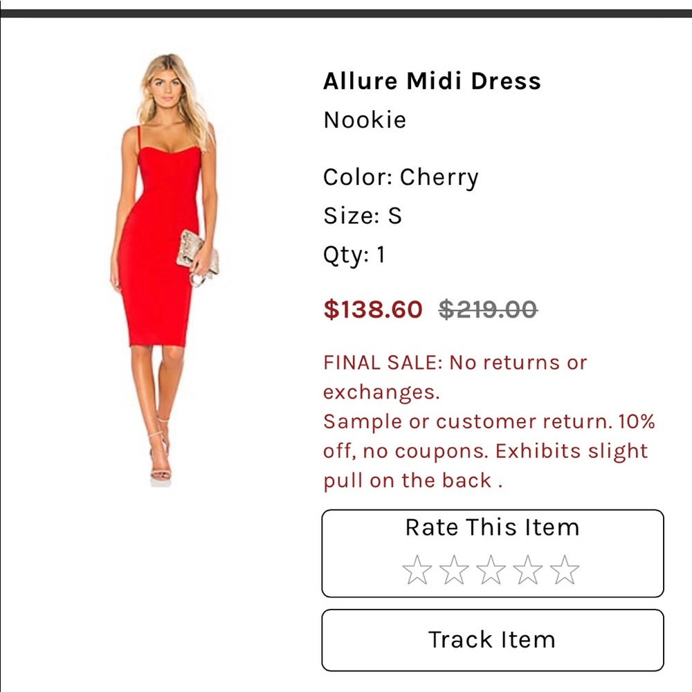 Nookie Allure Red midi dress small